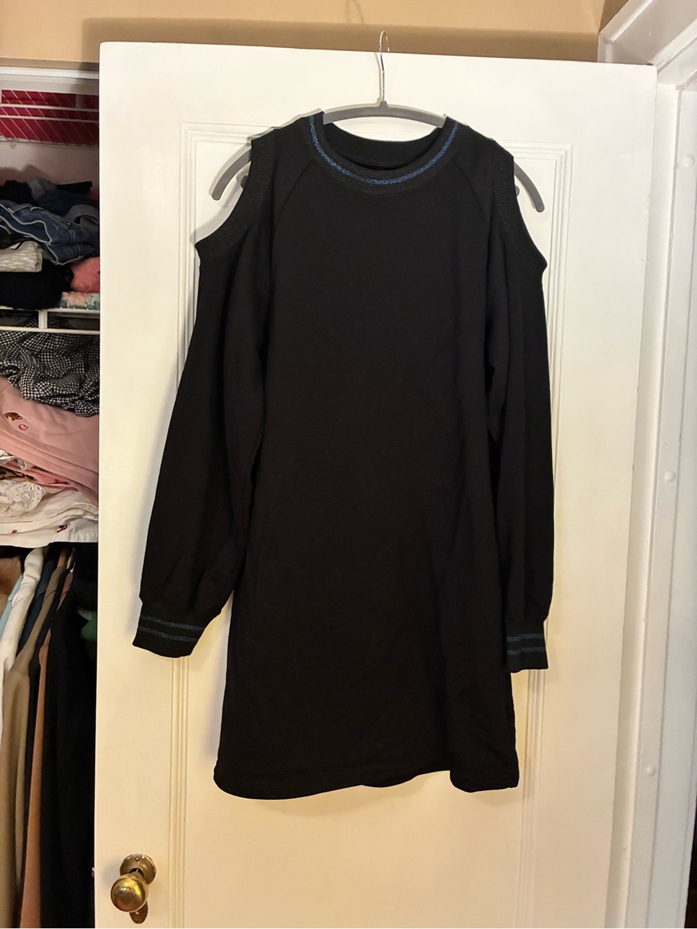 Cold-Shoulder Long Sleeve Black Dress